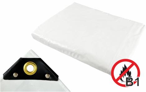 PVC-Abdeckplane B1 ca. 600 g/m², 10 x 12 m, weiß, schwer entflammbar